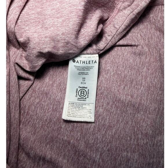 Athleta Uptempo Long Sleeve Top XS Heathered Red Thumbhole Activewear Base Layer - Picture 6 of 11